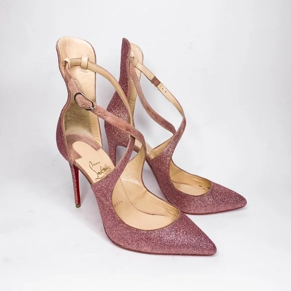 Christian Louboutin Marlenarock Size 36.5 100mm Heels in Glitter Pink. - Picture 4 of 12